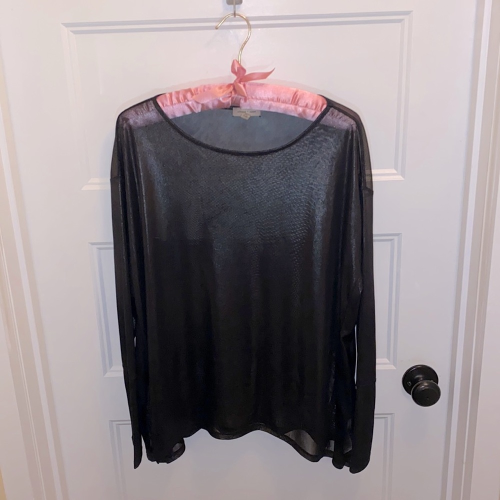 Sheer iridescent long sleeve top